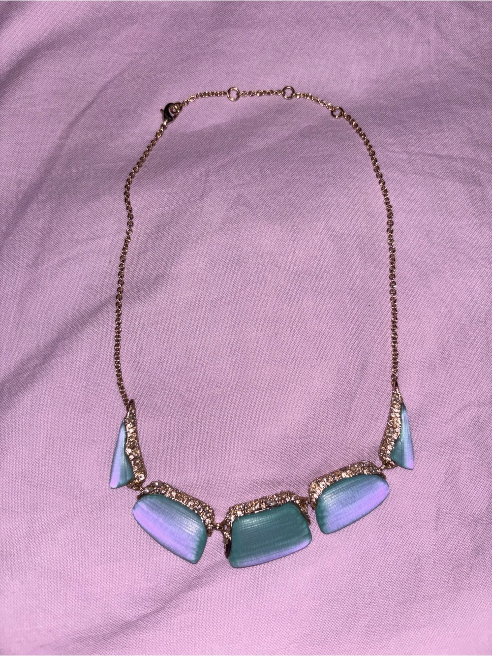 Alexis Bittar Aqua Blue/Purple and Gold Crystal Embellished Necklace
